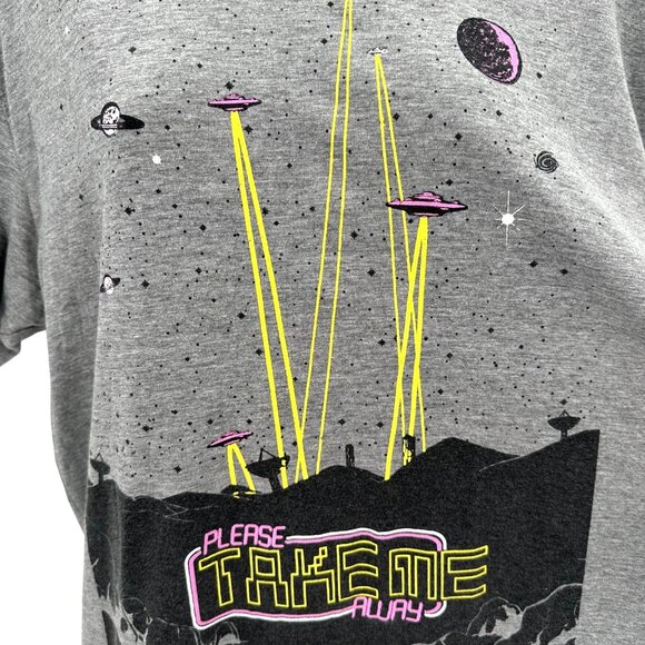 Vintage-Inspired Attic Salt "Please Take Me Away" Graphic T-Shirt Gray Size L - Picture 2 of 6